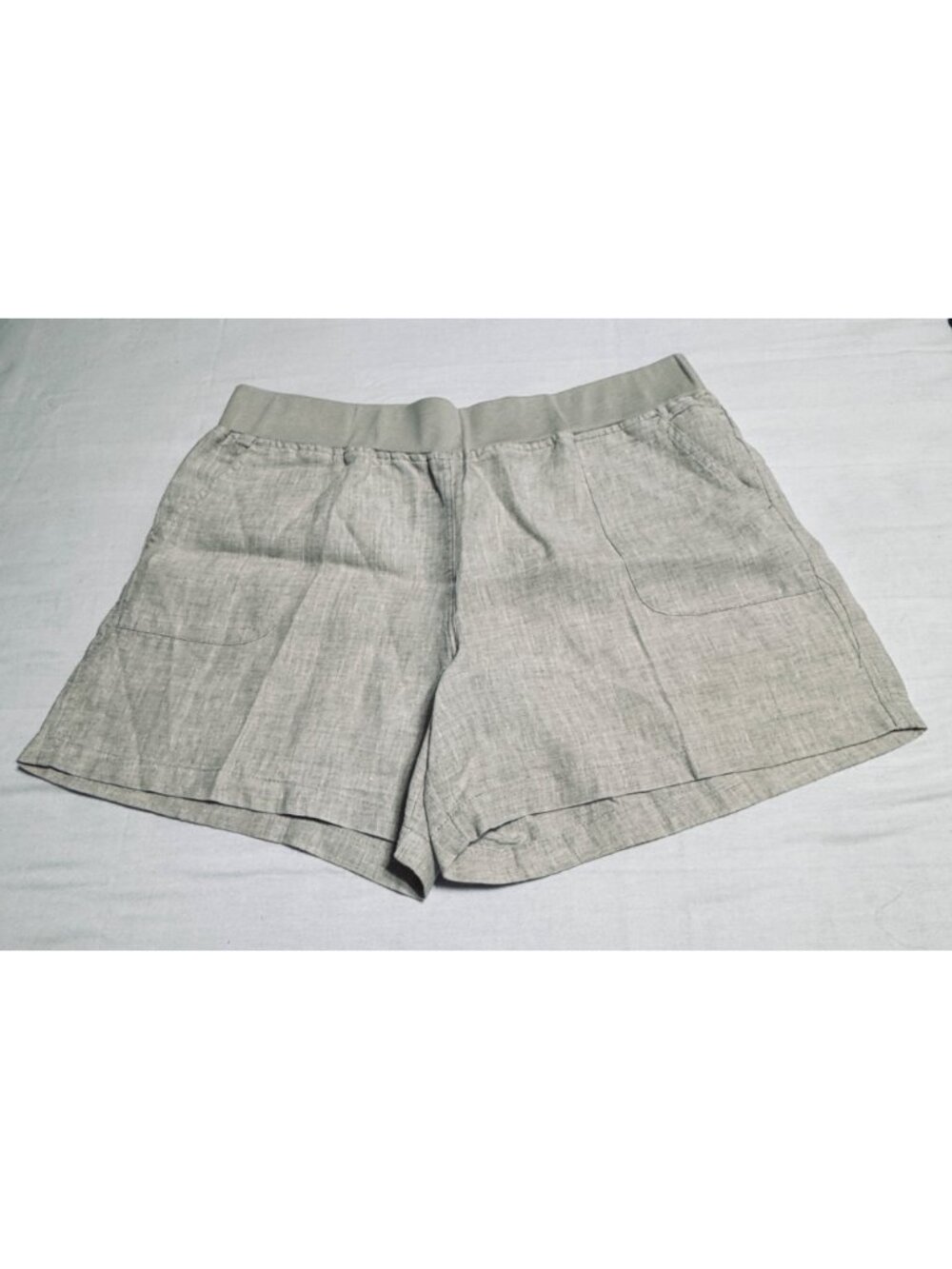 Allen Allen Beige Linen Stretch Waistband Shorts XL